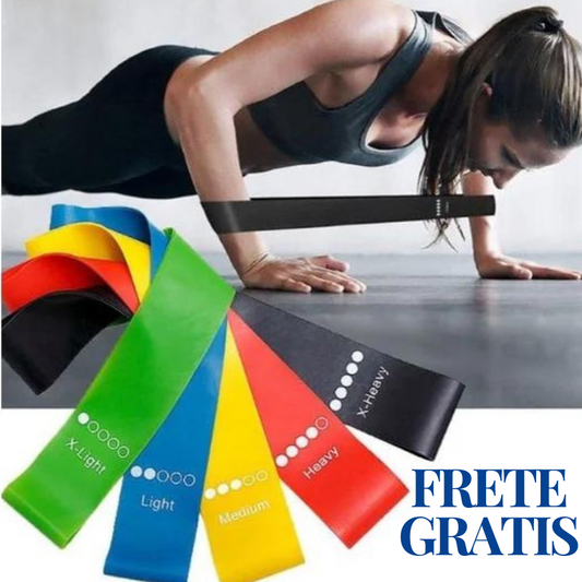 5 Faixas Elásticas de Resistência para Yoga Pilates Treino Ginásio kit